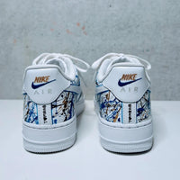 Custom Air Force 1 White Blue And Gold Splatter Pattern