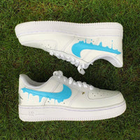 Custom Air Force 1 White Blue Drip And Tom And Jerry Pattern