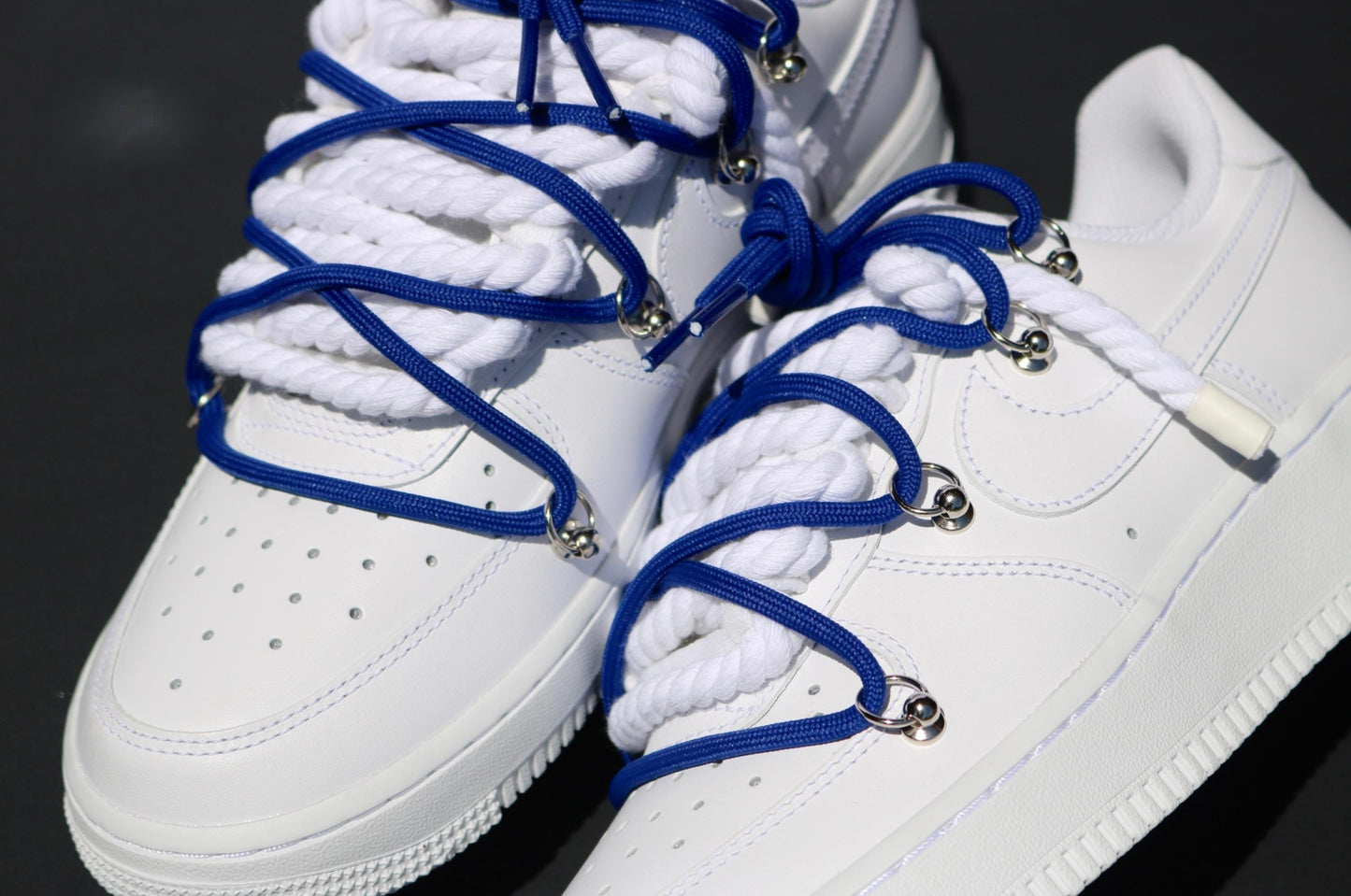 Custom Air Force 1 White Blue Rope Laces