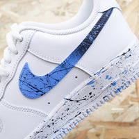 Custom Air Force 1 White Blue Splatter