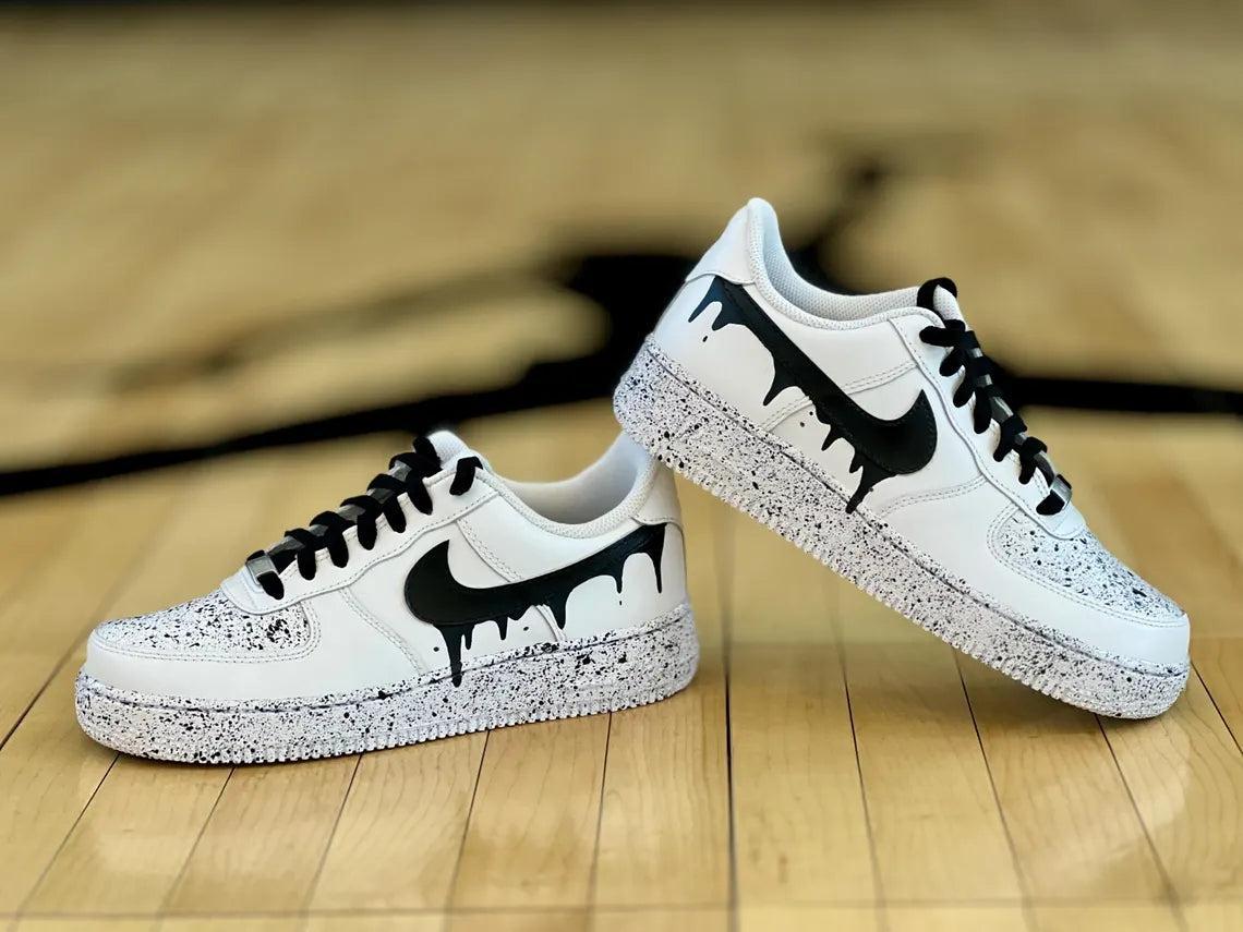 Custom Air Force 1 White Dripping Black Pattern
