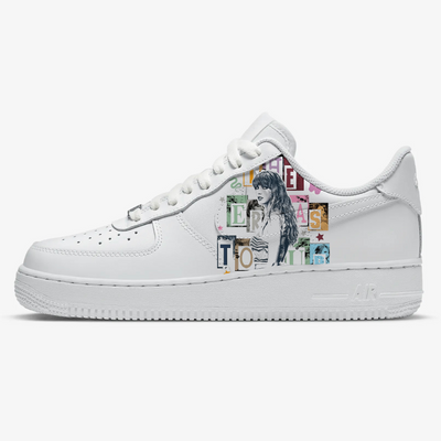 Custom Air Force 1 White Grey Taylor Swift Magazine - like Patterns