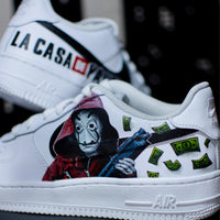 Custom Air Force 1 White Money Heist Character Pattern