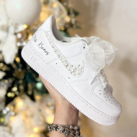 Custom Air Force 1 White Pearl and Rhinestone Embellishments