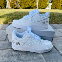 Custom Air Force 1 White Pearls and Rhinestones