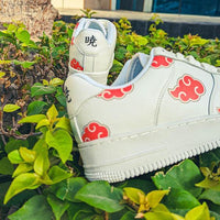Custom Air Force 1 White Red Akatsuki Cloud Pattern