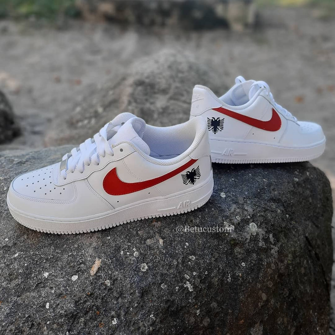 Custom Air Force 1 White Red Swoosh With Eagle Logo