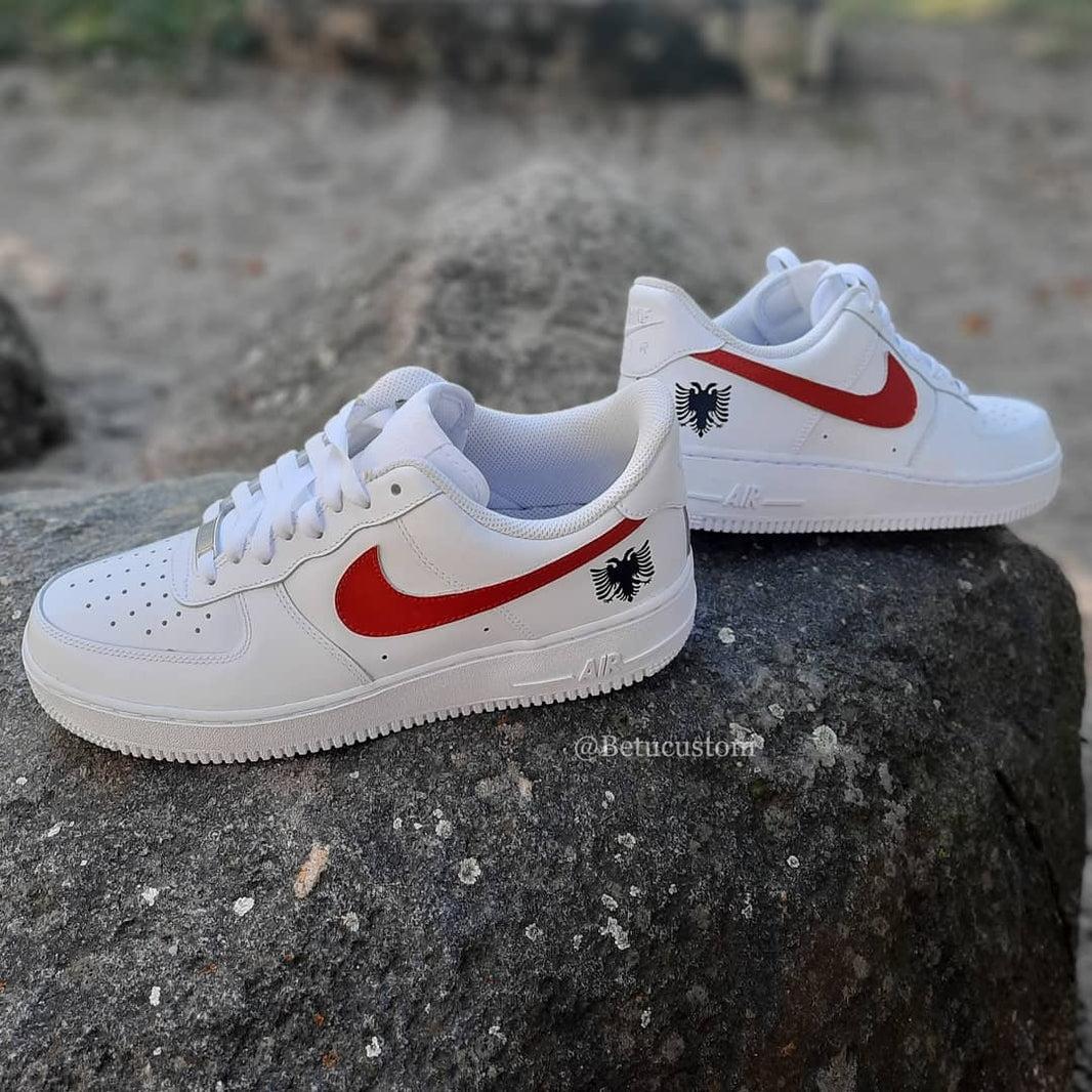 Custom Air Force 1 White Red Swoosh With Eagle Logo