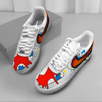 Custom Air Force 1 White Splatter Paint Orange Accents