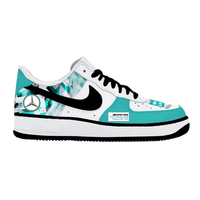 Custom Air Force 1 White Teal Diamond Pattern Mercedes Logo