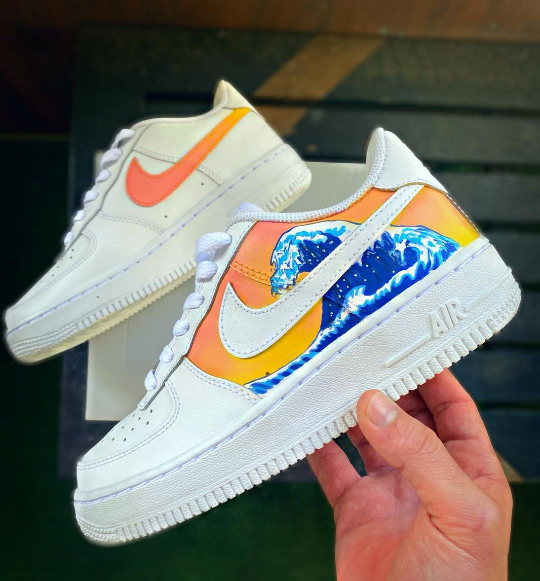 Custom Air Force 1 White Wave Painting
