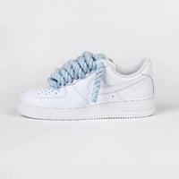 Custom Air Force 1 White With Baby Blue Rope Laces