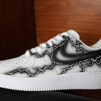 Custom Air Force 1 White With Black Crackle Pattern