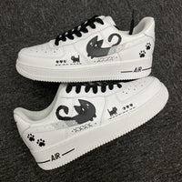 Custom Air Force 1 White With Cat And Paw Prints