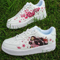 Custom Air Force 1 White With Cherry Blossom And Anime Character Design