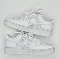 Custom Air Force 1 White With Pearls And Ribbons