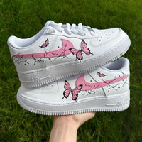 Custom Air Force 1 White With Pink Butterflies And Branches