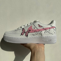 Custom Air Force 1 White With Pink Butterflies And Branches