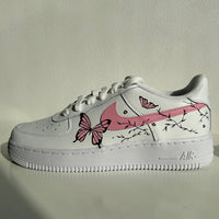 Custom Air Force 1 White With Pink Butterflies And Branches