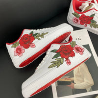 Custom Air Force 1 White With Red And Pink Floral Design