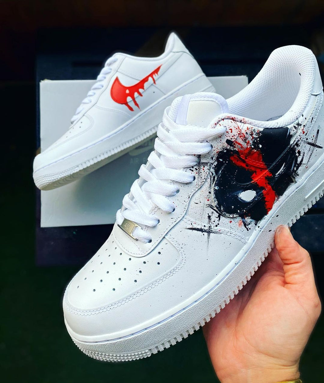 Custom Air Force 1 White With Red Black Graffiti