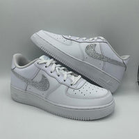 Custom Air Force 1 White With Rhinestones And Heart Patterns