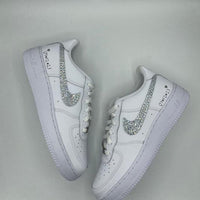 Custom Air Force 1 White With Rhinestones And Heart Patterns