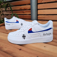Custom Air Force 1 White With Serbian Symbols And Flag Colors