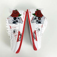 Custom Air Force 1 White with Skull Rose and Spider Web Design