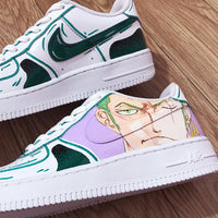 Custom Air Force 1 White With Zoro Anime Character Design
