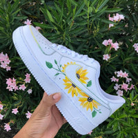 Custom Air Force 1 White Yellow Sunflower Pattern