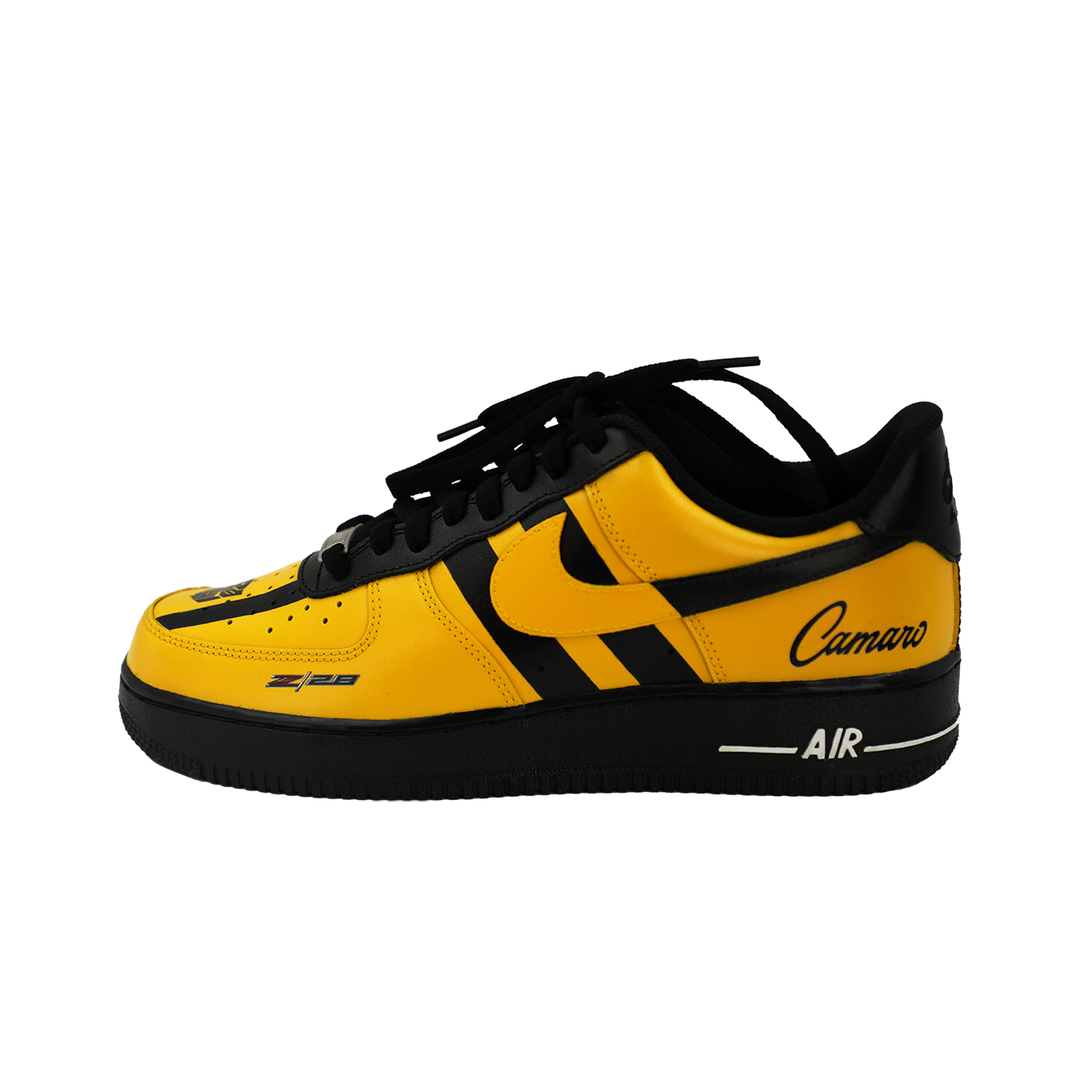 Custom Air Force 1 Yellow Black Stripes And Logo