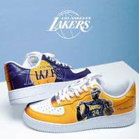 Custom Air Force 1 Yellow Purple Lakers Kobe Bryant Graphic