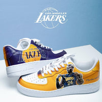 Custom Air Force 1 Yellow Purple Lakers Kobe Bryant Graphic