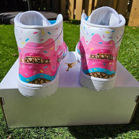 Custom Air Jordan 1 Baby Pink And Blue With Ice - Cream Pattern