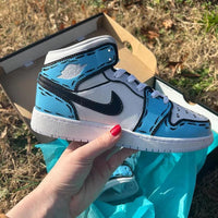 Custom Air Jordan 1 Blue Cartoon Design