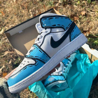Custom Air Jordan 1 Blue Cartoon Design