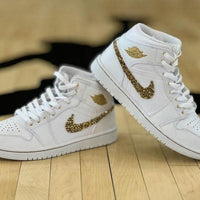 Custom Air Jordan 1 Light Grey With Gold Glitter