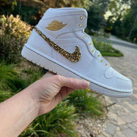 Custom Air Jordan 1 Light Grey With Gold Glitter
