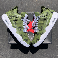 Custom Air Jordan 1 Olive Green With Black Floral Patterns