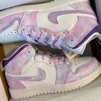 Custom Air Jordan 1 Pink And Lilac Tie - Dye