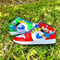 Custom Air Jordan 1 Red Green White Mario Theme