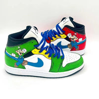 Custom Air Jordan 1 Red Green White Mario Theme