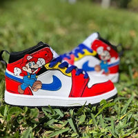Custom Air Jordan 1 Red Green White Mario Theme