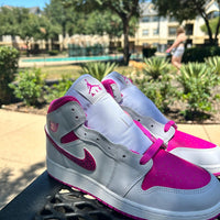 Custom Air Jordan 1 White And Hot Pink With Rhinestone Swoosh