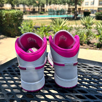 Custom Air Jordan 1 White And Hot Pink With Rhinestone Swoosh