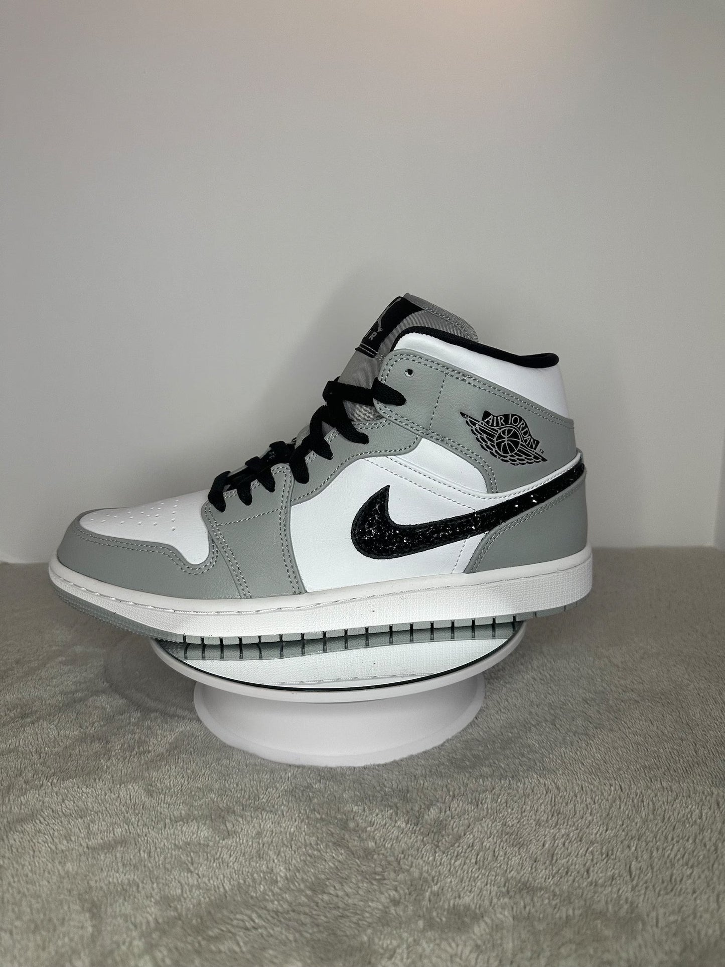 Custom Air Jordan 1 White Grey Glitter Design
