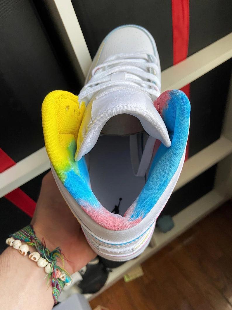 Custom Air Jordan 1 White With Multicolored Lines