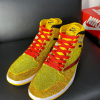 Custom Air Jordan 1 Yellow with Pokemon Logo and Glittery Design