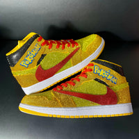 Custom Air Jordan 1 Yellow with Pokemon Logo and Glittery Design